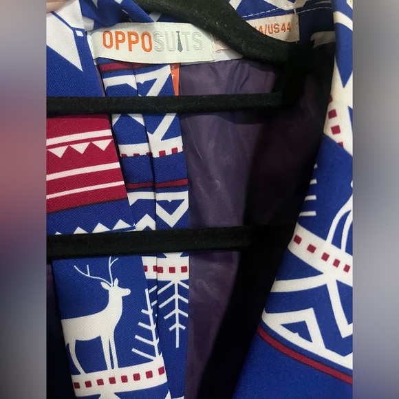 OppoSuits Rudolph Deer Snowflake Blazer Jacket Pants Tie Christmas Suit Set 44 - Picture 4 of 5